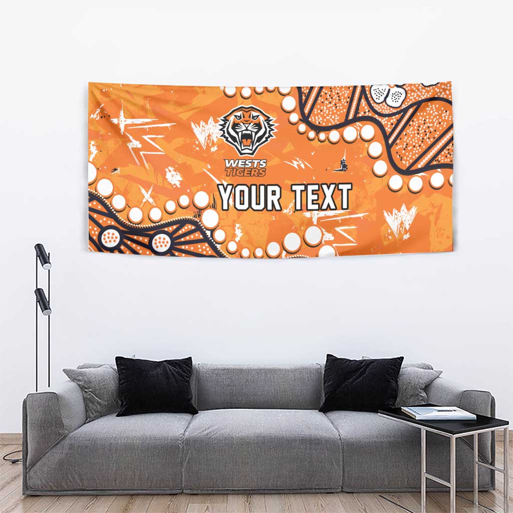 Personalized Wests Tigers Tapestry Aboriginal Pattern with Graffiti Style Design