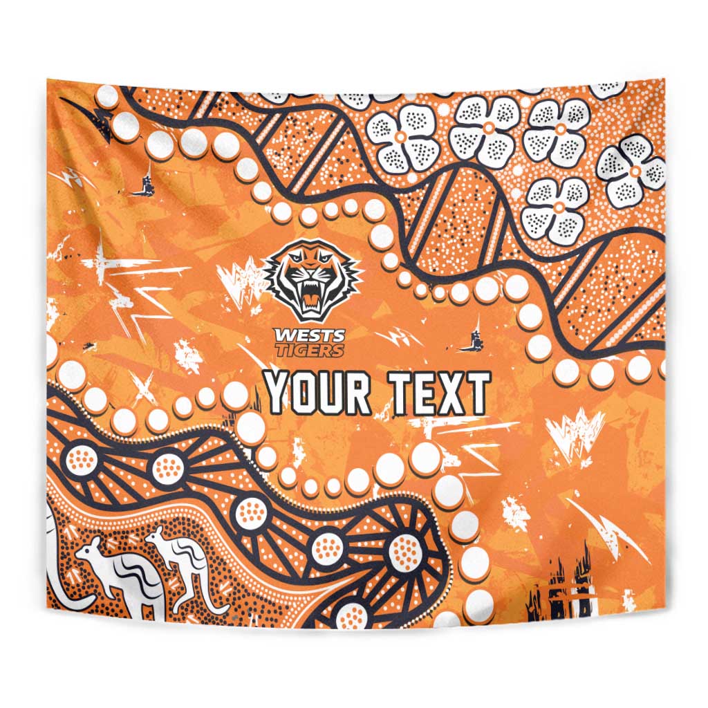 Personalized Wests Tigers Tapestry Aboriginal Pattern with Graffiti Style Design