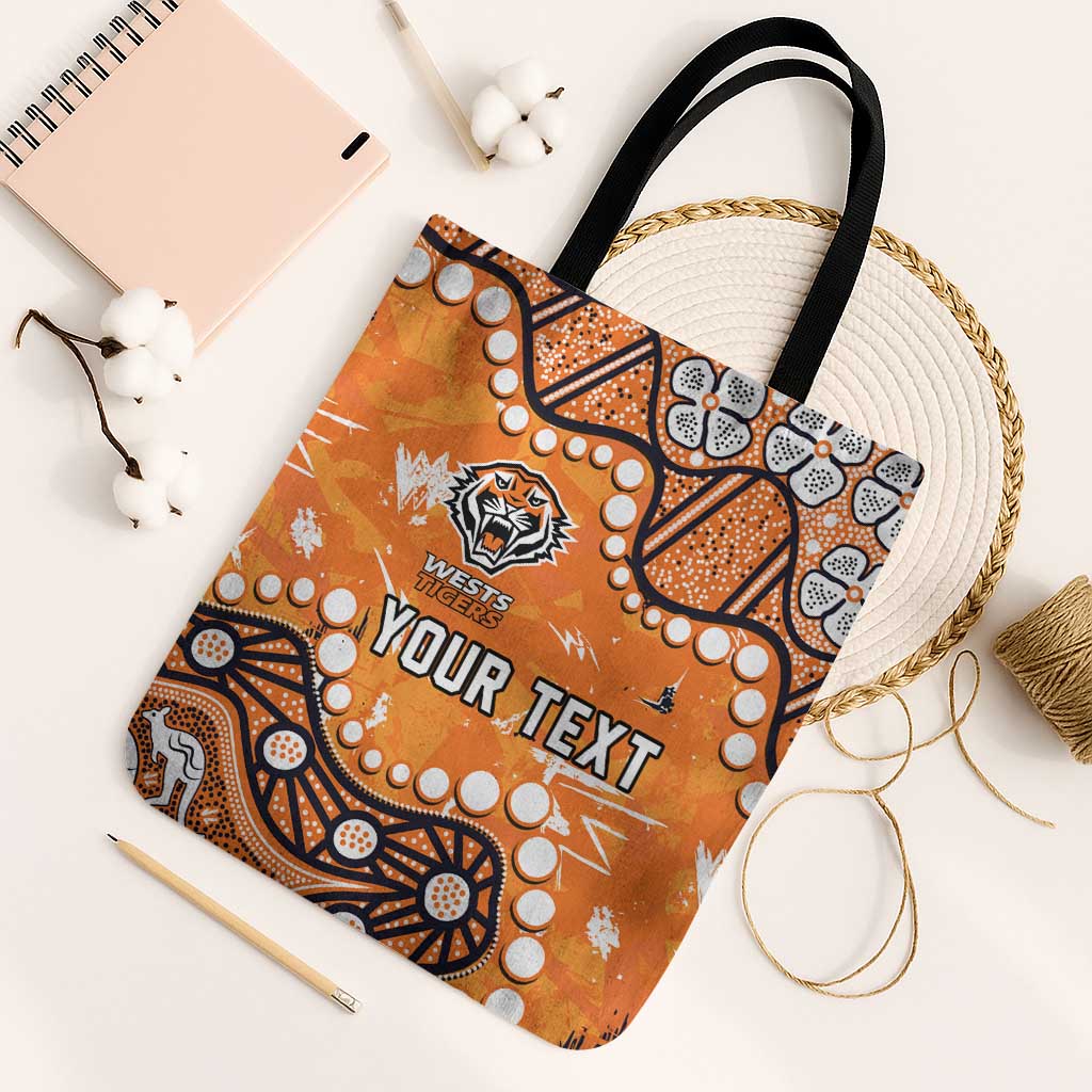 Personalized Wests Tigers Tote Bag Aboriginal Pattern with Graffiti Style Design