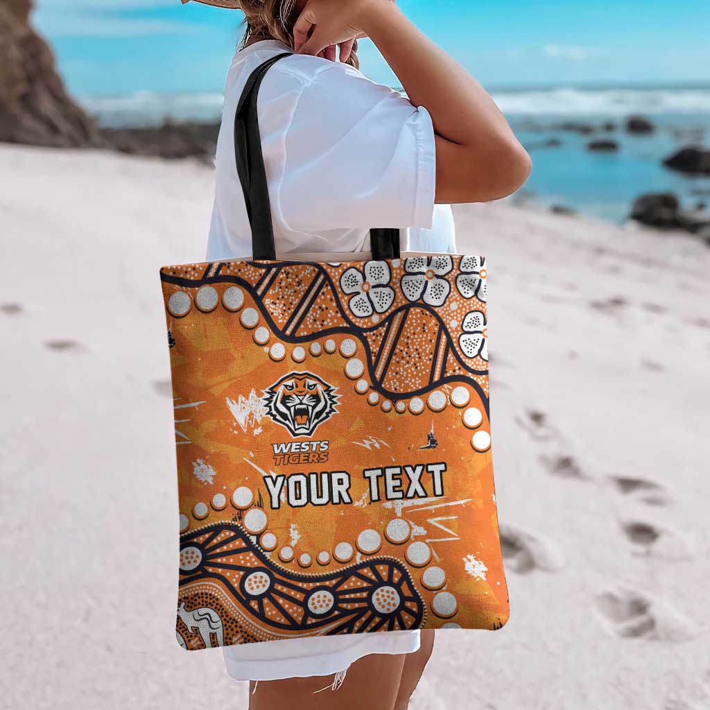 Personalized Wests Tigers Tote Bag Aboriginal Pattern with Graffiti Style Design