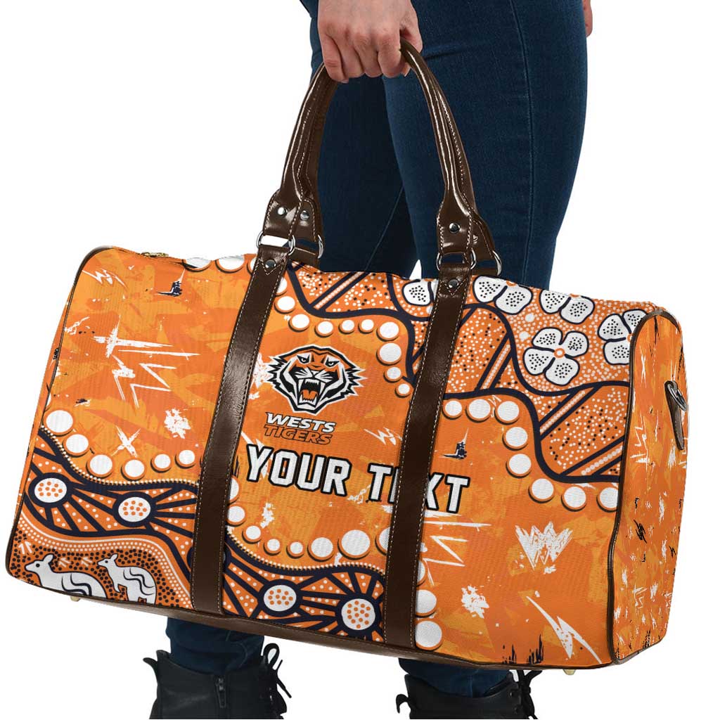 Personalized Wests Tigers Travel Bag Aboriginal Pattern with Graffiti Style Design