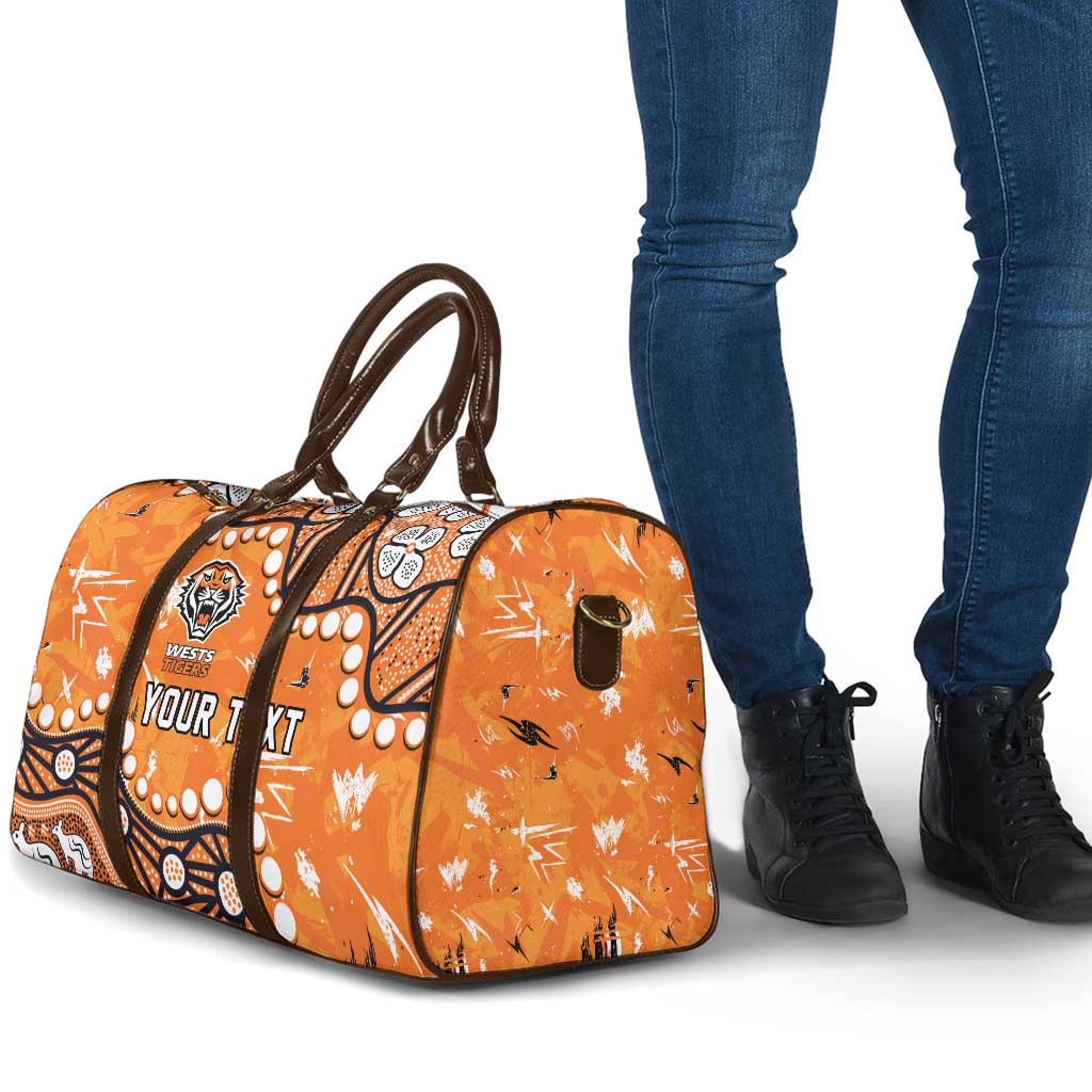 Personalized Wests Tigers Travel Bag Aboriginal Pattern with Graffiti Style Design