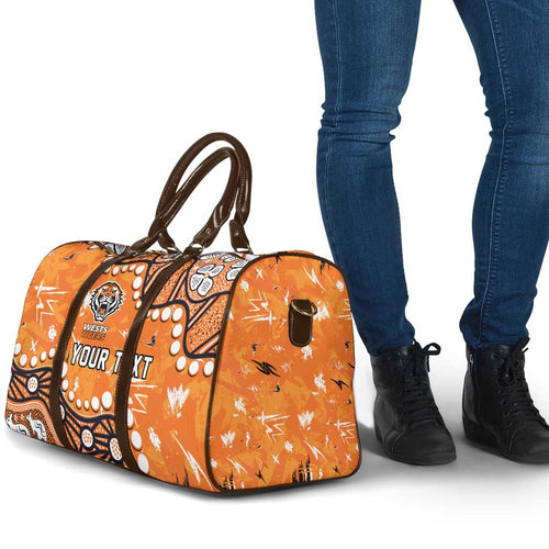 Personalized Wests Tigers Travel Bag Aboriginal Pattern with Graffiti Style Design