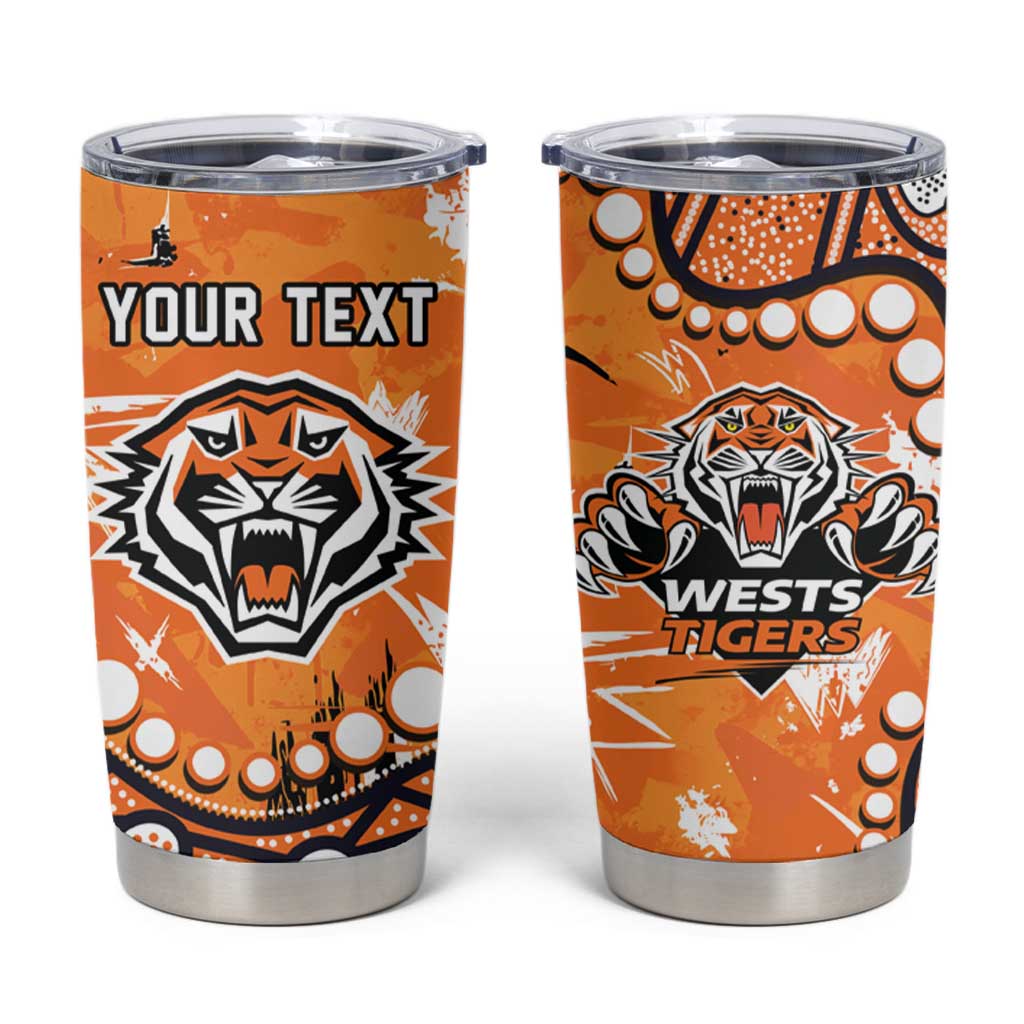 Personalized Wests Tigers Tumbler Cup Aboriginal Pattern with Graffiti Style Design