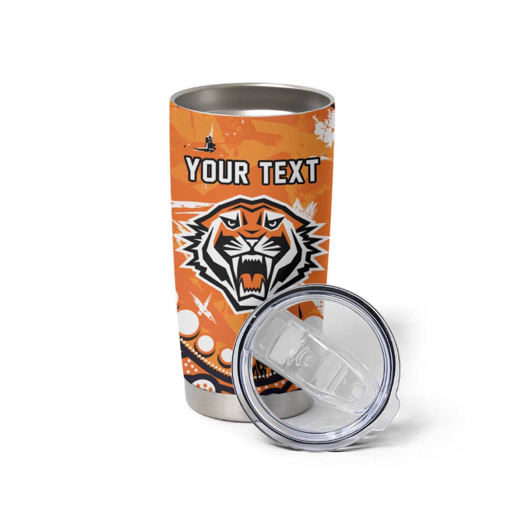 Personalized Wests Tigers Tumbler Cup Aboriginal Pattern with Graffiti Style Design