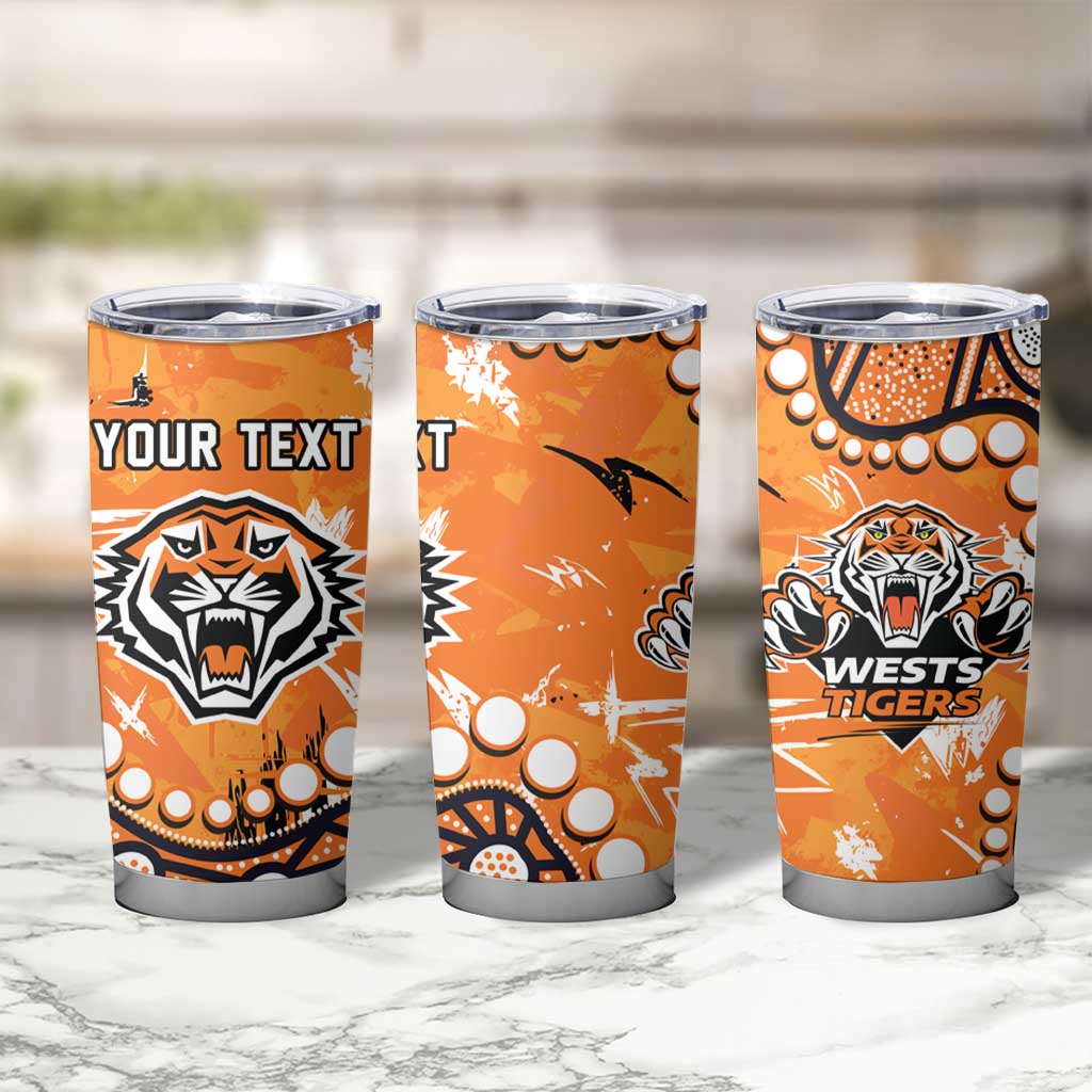 Personalized Wests Tigers Tumbler Cup Aboriginal Pattern with Graffiti Style Design