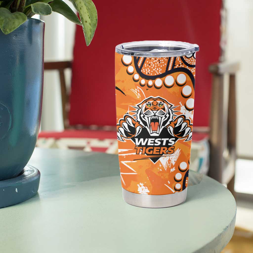 Personalized Wests Tigers Tumbler Cup Aboriginal Pattern with Graffiti Style Design
