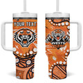 Personalized Wests Tigers Tumbler With Handle Aboriginal Pattern with Graffiti Style Design