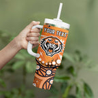 Personalized Wests Tigers Tumbler With Handle Aboriginal Pattern with Graffiti Style Design