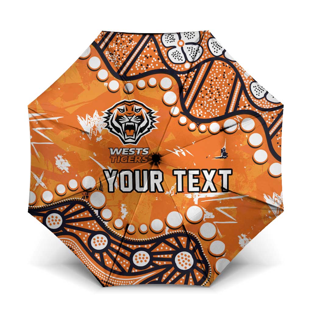 Personalized Wests Tigers Umbrella Aboriginal Pattern with Graffiti Style Design