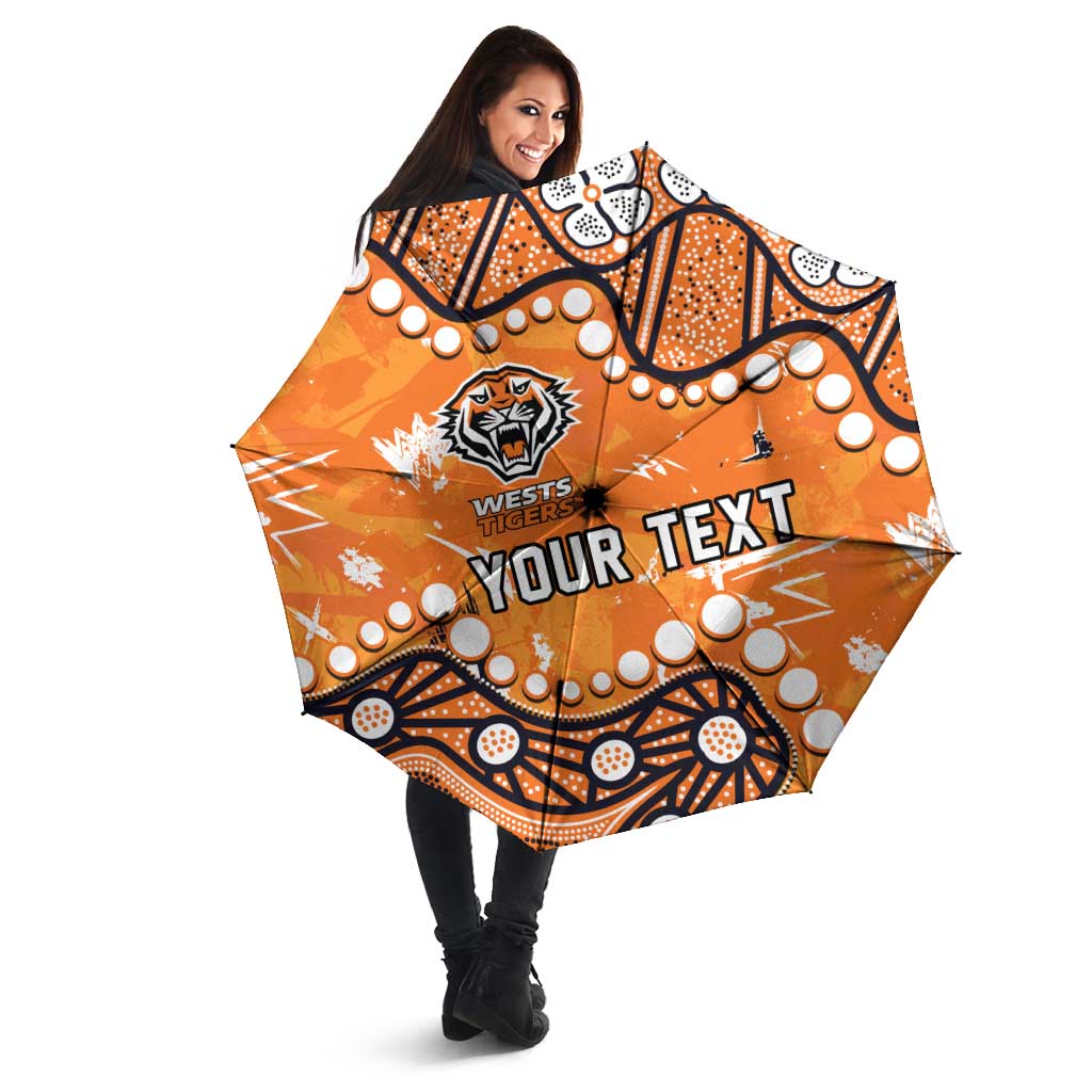 Personalized Wests Tigers Umbrella Aboriginal Pattern with Graffiti Style Design