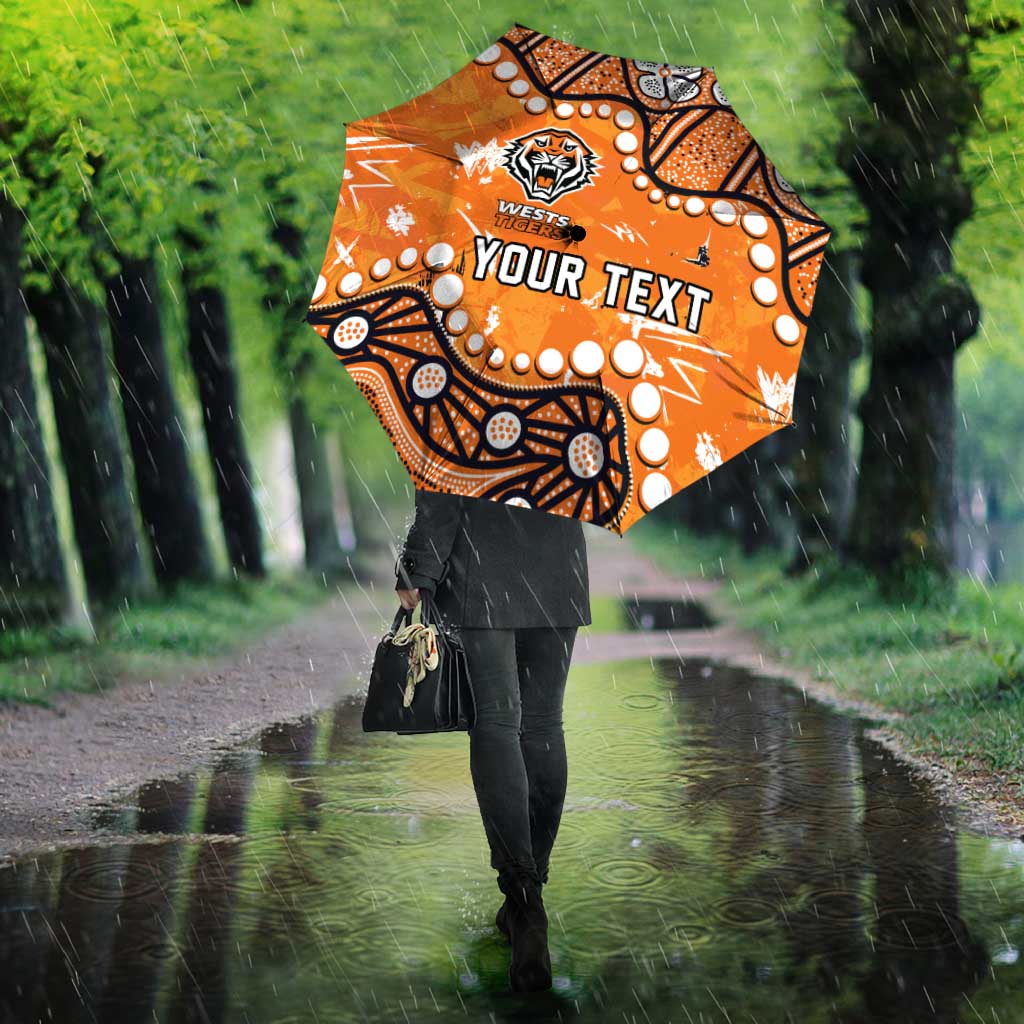 Personalized Wests Tigers Umbrella Aboriginal Pattern with Graffiti Style Design