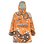 Personalized Wests Tigers Wearable Blanket Hoodie Aboriginal Pattern with Graffiti Style Design