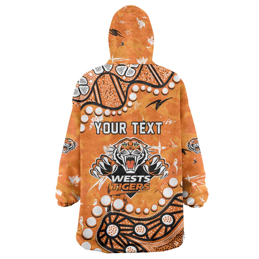 Personalized Wests Tigers Wearable Blanket Hoodie Aboriginal Pattern with Graffiti Style Design