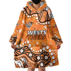 Personalized Wests Tigers Wearable Blanket Hoodie Aboriginal Pattern with Graffiti Style Design