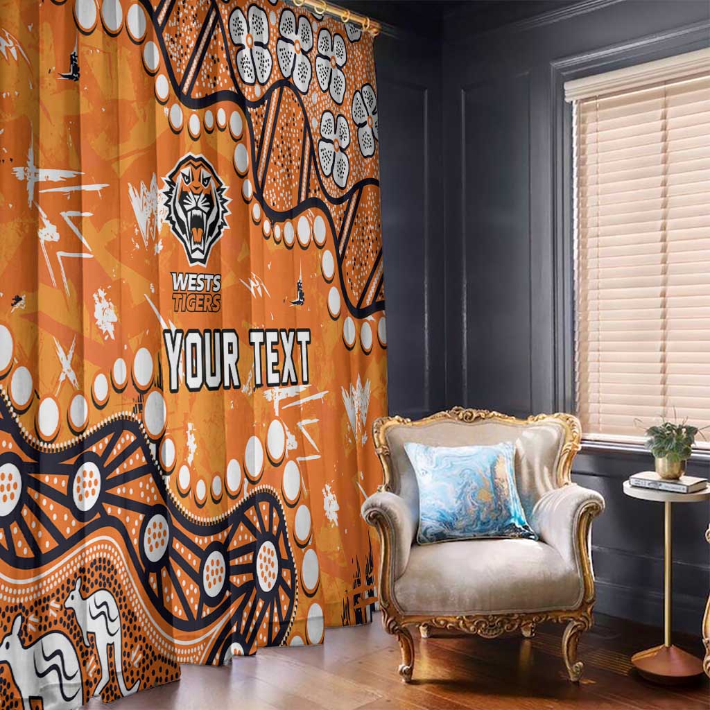 Personalized Wests Tigers Window Curtain Aboriginal Pattern with Graffiti Style Design