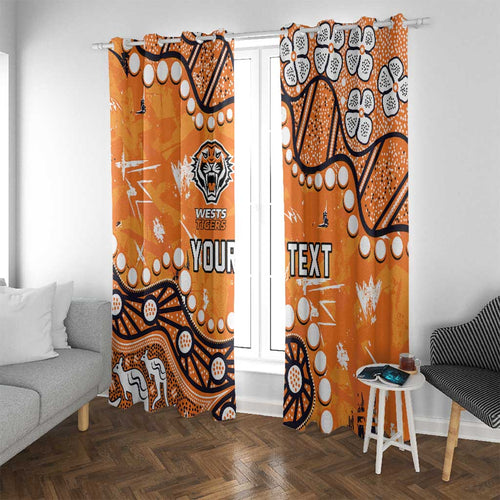 Personalized Wests Tigers Window Curtain Aboriginal Pattern with Graffiti Style Design