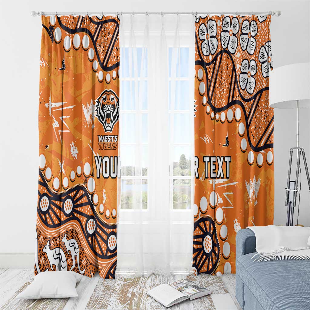 Personalized Wests Tigers Window Curtain Aboriginal Pattern with Graffiti Style Design