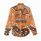 Personalized Wests Tigers Women Casual Shirt Aboriginal Pattern with Graffiti Style Design