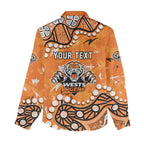 Personalized Wests Tigers Women Casual Shirt Aboriginal Pattern with Graffiti Style Design