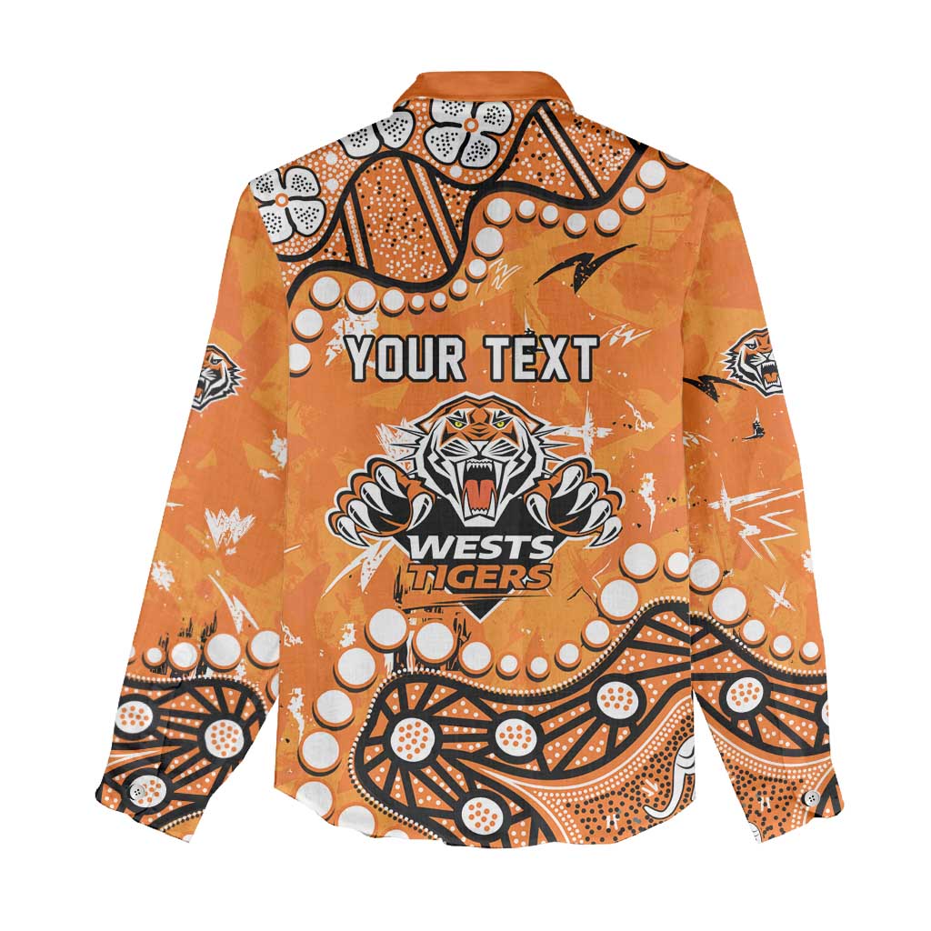 Personalized Wests Tigers Women Casual Shirt Aboriginal Pattern with Graffiti Style Design