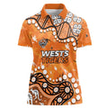 Personalized Wests Tigers Women Polo Shirt Aboriginal Pattern with Graffiti Style Design