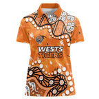 Personalized Wests Tigers Women Polo Shirt Aboriginal Pattern with Graffiti Style Design