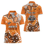 Personalized Wests Tigers Women Polo Shirt Aboriginal Pattern with Graffiti Style Design