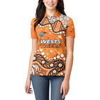 Personalized Wests Tigers Women Polo Shirt Aboriginal Pattern with Graffiti Style Design