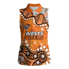 Personalized Wests Tigers Women Sleeveless Polo Shirt Aboriginal Pattern with Graffiti Style Design