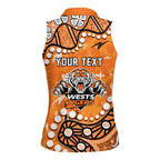 Personalized Wests Tigers Women Sleeveless Polo Shirt Aboriginal Pattern with Graffiti Style Design