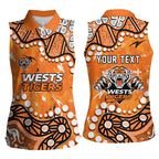 Personalized Wests Tigers Women Sleeveless Polo Shirt Aboriginal Pattern with Graffiti Style Design