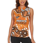 Personalized Wests Tigers Women Sleeveless Polo Shirt Aboriginal Pattern with Graffiti Style Design