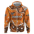 Personalized Wests Tigers Zip Hoodie Aboriginal Pattern with Graffiti Style Design