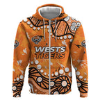 Personalized Wests Tigers Zip Hoodie Aboriginal Pattern with Graffiti Style Design