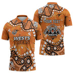 Personalized Wests Tigers Zipper Polo Shirt Aboriginal Pattern with Graffiti Style Design