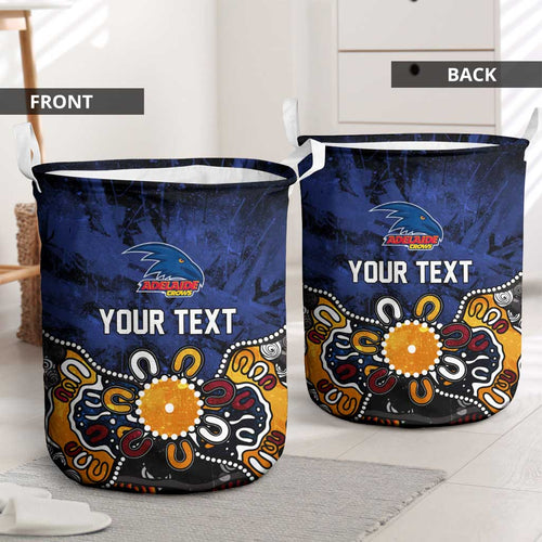 Personalized Adelaide Crows Laundry Basket Aboriginal Dot Painting Graffiti Style