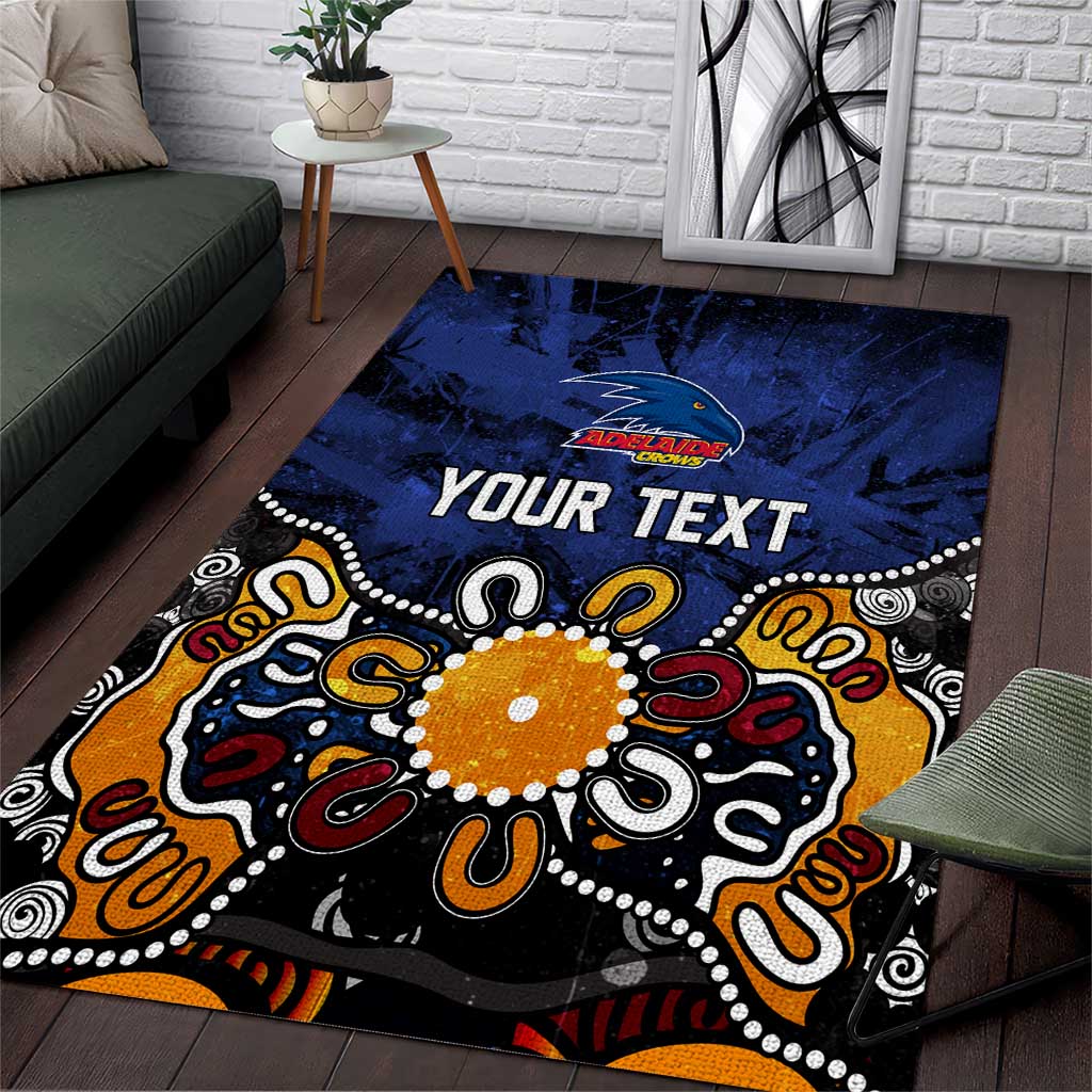 Personalized Adelaide Crows Area Rug Aboriginal Dot Painting Graffiti Style