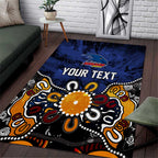 Personalized Adelaide Crows Area Rug Aboriginal Dot Painting Graffiti Style