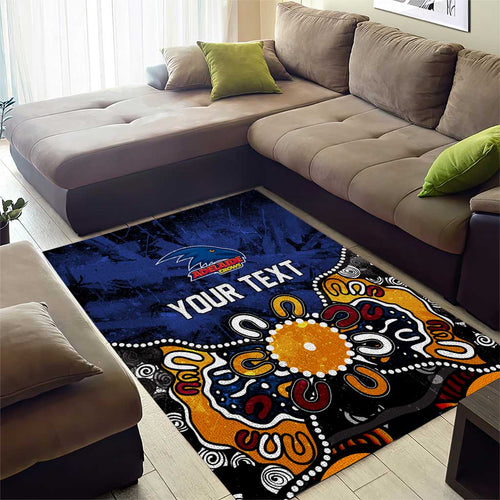 Personalized Adelaide Crows Area Rug Aboriginal Dot Painting Graffiti Style