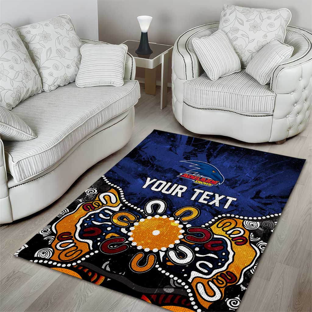 Personalized Adelaide Crows Area Rug Aboriginal Dot Painting Graffiti Style