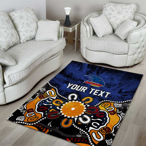 Personalized Adelaide Crows Area Rug Aboriginal Dot Painting Graffiti Style