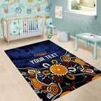 Personalized Adelaide Crows Area Rug Aboriginal Dot Painting Graffiti Style