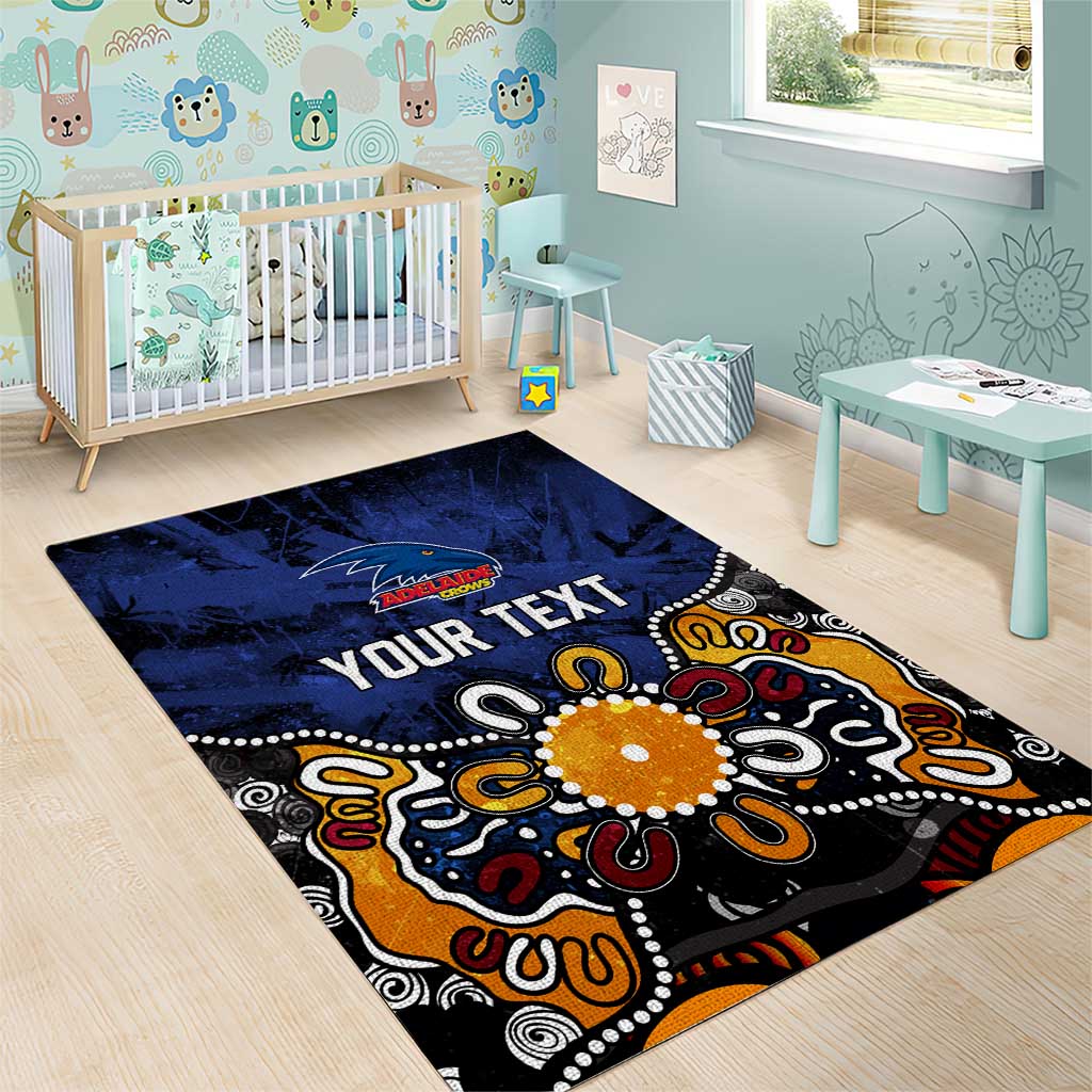Personalized Adelaide Crows Area Rug Aboriginal Dot Painting Graffiti Style