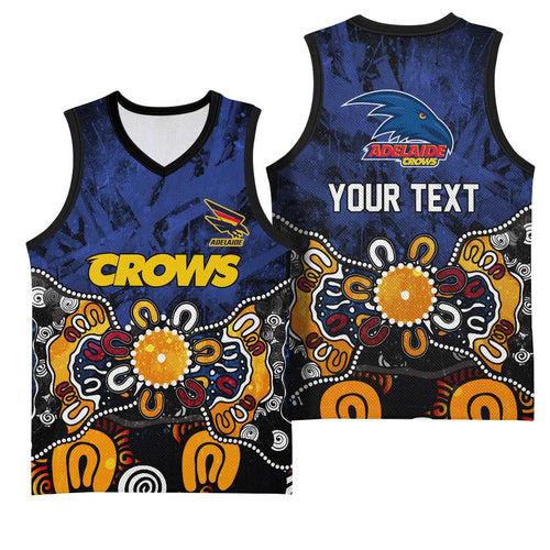 Personalized Adelaide Crows Basketball Jersey Aboriginal Dot Painting Graffiti Style