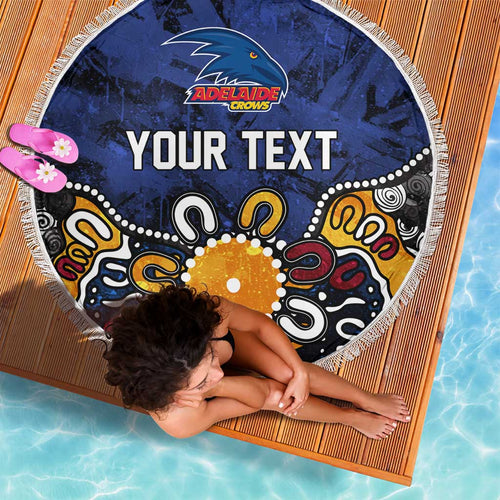 Personalized Adelaide Crows Beach Blanket Aboriginal Dot Painting Graffiti Style