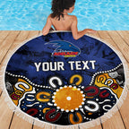 Personalized Adelaide Crows Beach Blanket Aboriginal Dot Painting Graffiti Style