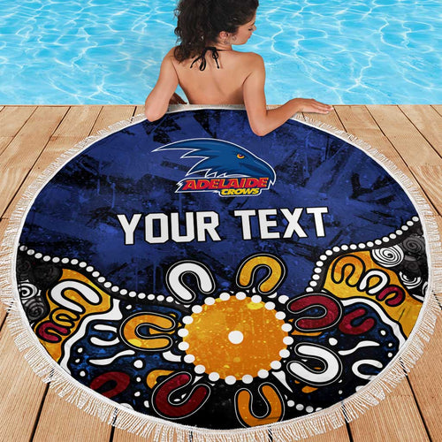Personalized Adelaide Crows Beach Blanket Aboriginal Dot Painting Graffiti Style