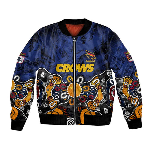Personalized Adelaide Crows Bomber Jacket Aboriginal Dot Painting Graffiti Style