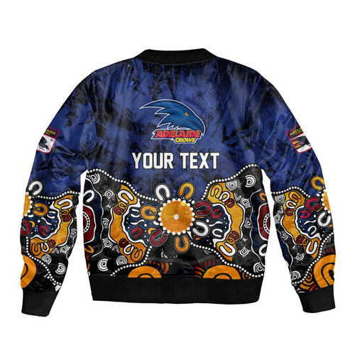 Personalized Adelaide Crows Bomber Jacket Aboriginal Dot Painting Graffiti Style